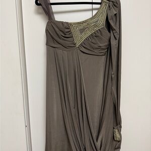 Elegant One-Shoulder Dress in Taupe